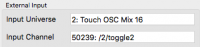 Shows the External Input Config